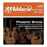 D'Addario EJ15 Phosphor Bronze Acoustic Guitar Strings, Extra Light