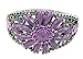 Purple Flower Silver Tone Vintage Hinged Bangle