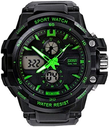 Fashion Boys Girls Multi-function Water-proof Quartz Sports Watches For 7-15 Years Old Green