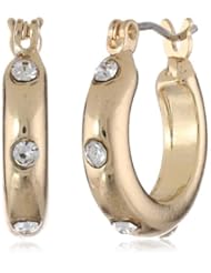 Nine West "Gem Jam" Gold-Tone Crystal Tone Studded Hoop Earrings