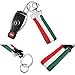 (1) Euro Italian Flag Stripe Nylon Band w/ Inner Leather Key Fob Chain Keychain Ring For Fiat Ferrari Maserati Lamborghini, BMW etc
