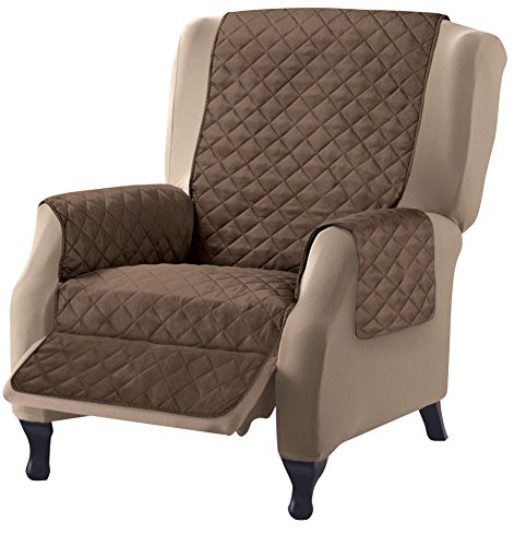 Collections Etc Reversible Quilted Furniture Cover, Recliner, Chocolate/Tan