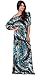 KOH KOH Women's One Shoulder 3/4 Sleeve Abstract Print Maxi Dress