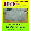 Magma Infrarot Wandheizung 3er Set 400 Watt Typ Fliese (Granit grau-beige) mit Steckdosenregler