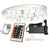 5 Meter RGB LED Streifen Set (30 LED/m, IP20) inkl. Controller, 24 Tasten Fernbedienung und 3 A Netzteilvon "LED Universum"