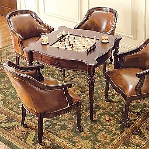 Freeman Game Table and Four Leather Chairs - Frontgate