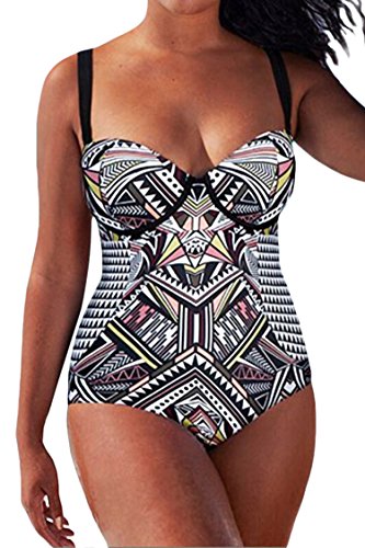Kisscy Women's Plus Size Tribal Print One Piece Monokini Tankini Swimsuit Kisscy Women's Plus Size Tribal Print One Piece Monokini Tankini Swimsuit