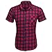 Coofandy Men's Short Sleeve Turn Down Collar Casual Plaid Shirt
