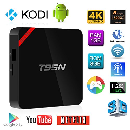 AKASO T95N Android 6.0 TV Box Amlogic S905X Quad Core 1GB 8GB 3D Wifi HDMI Kodi Fully Loaded HD 4K 1080P Streaming Media Player