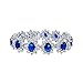 Bling Jewelry Bridal Crown Halo Large Royal Blue Oval CZ Fashion Tennis Statement Bracelet For Women Wedding Prom Simulated Sapphire Cubic Zirconia Silver Plated Brass