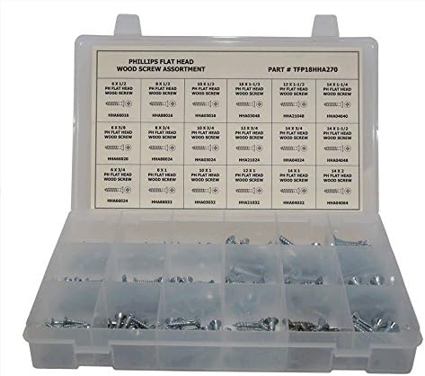 270 Piece Phillips Flat Head Wood Screw Assortment - Ships FREE in the USA