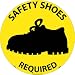 NMC WFS32 Walk On Floor Sign with Graphic, "SAFETY SHOES REQUIRED", 17" Diameter, Pressure Sensitive Vinyl, Black On Yellow