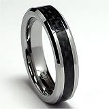 5MM Tungsten Carbide Ring Wedding Band W/ Carbon Fiber Inaly sizes 6 to 8