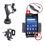 DURAGADGET Support Voiture Multifonction 3 en 1 pour Sony Ericsson Xperia PLAY - Support grille d'aération, pare-brise et tableau de bord + chargeur allume-cigare BONUS - Garantie à vie
