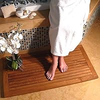 Rectangular Teak Floor and Shower Mat (Teak Honey Brown Oiled Shine) (1H x 39.5W x 19.75D)