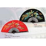 Bamboo Kung Fu Fighting Fan Dragon And Phoenix (red)