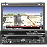 #9: Jensen VM9414 Single DIN MultiMedia Receiver with 7-Inch Inch Flip Out Touch Screen, Integrated Navigation System