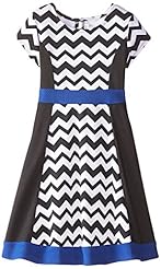 Girls Chevron Print Keyhole Polyester/Spandex/Knit  Dress
