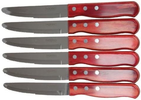 Paderno Set of 6 Stainless Steel Steak Knifes With Polywood Handle