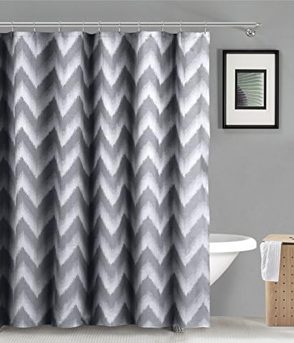 Duck River Textiles Maia Ikat Linen Poly Shower Curtain, Grey Linen