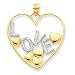 14K & Rhodium Love and Floating Hearts Pendant