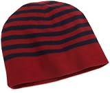 MIR Men's 100% Cashmere Thin Stripe Hat, Navy/Maroon, One Size