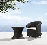 2pc Modern Outdoor UV Treated Weaved Glass Top Table Set - ZO-HOR-T1
