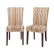 Sasha Upholstered Stripe Fabric Dining Chair - Set of 2