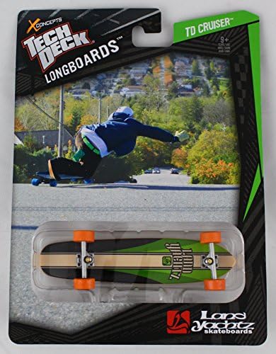 1 TECH DECK FINGERBOARD - LONGBOARD - LAND YACHT - Black/Tan/Green