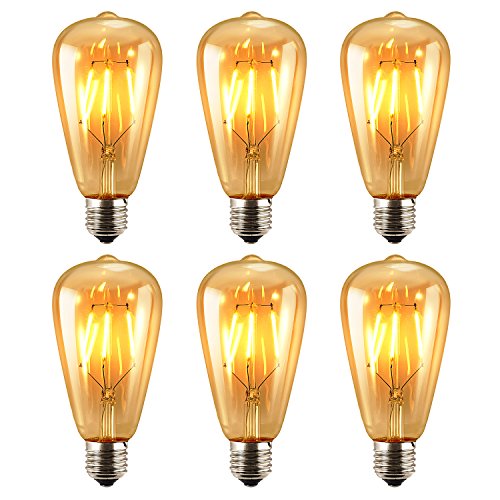 Antique LED Bulb, Oak Leaf 4w ST64 Vintage Edison Dimmable Light Bulb LED Lighting Soft White 2700K pack of 6