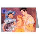 Giant Vintage Mothers Day Card (10×13 inch) of Mary Cassatt’s Children Playing With A Cat 1908