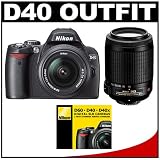 Nikon D40 Digital SLR Camera with 18-55mm f/3.5-5.6G ED II AF-S DX Lens & 55-200mm f/4-5.6G AF-S DX VR IF-ED Lens + Nikon 2-Year Extended Warranty