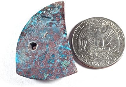 Quartz Druzy Chrysocolla Freeform Concave Handmade Cabochon 36x25x8mm Wire Wrap, Bezel, Jewelry Supply