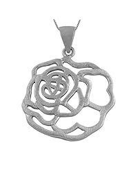 Sterling Silver Matte Finish Rose Necklace (18 Inch)