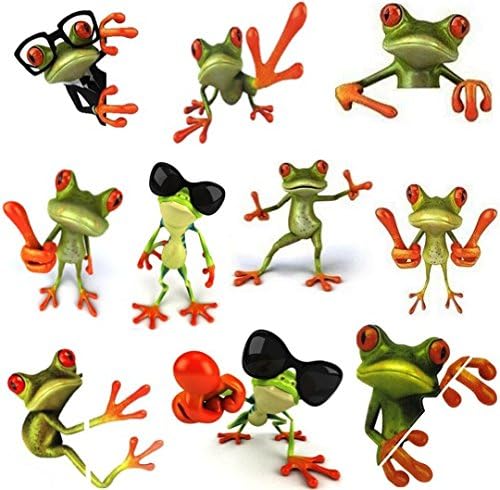 10 Pcs 5"x6" Cute Three Dimensional Frog Funny Car Wall Sticker Removable Decal Vinyl Art Set (5"x6"fingersetof10)