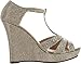 Deblossom Womens Dressy Glitter Rhinestone T Strap Platform Wedge Sandal Aalle-2