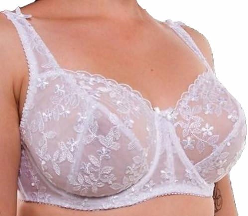 Ladies Underwired Feminine Bra 34 36 38 40 42 44 46 D Dd E F G H J White Lg900 (38J)