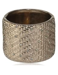 Paige Novick "Warrior" Raffia Textured with Pave Cuff Bracelet