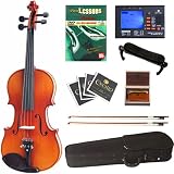 Cecilio CVN-300 Ebony Fitted Violin w/ Tuner, 2 Bows, Shoulder Rest, Extra Sets Strings & Lesson Book+DVD in Size 1/4