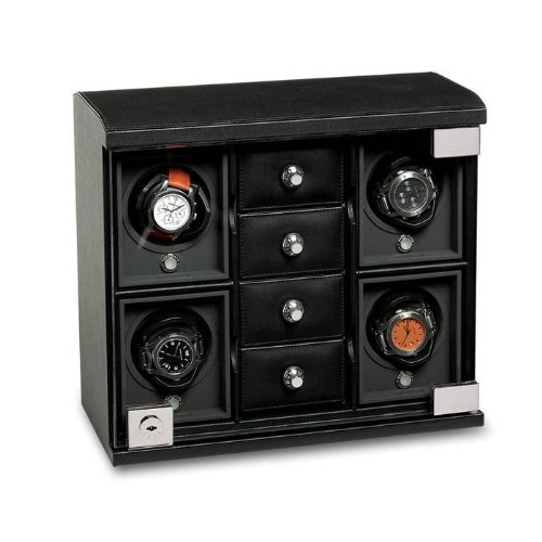 4-Module Leather Watch Winder and Watch Storage Box by Underwood
