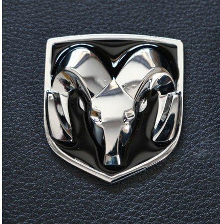 Autanic Dodge Front Ram Head Emblem 3D Car Emblem Decal Badge Sticker Chrome Alloy S Size Black