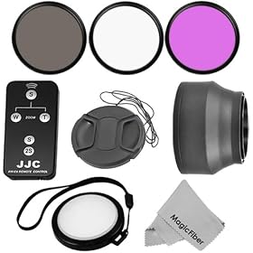 Essential Kit for CANON Rebel (T3i T2i T1i XT XTi XSi), CANON EOS (600D 550D 500D 450D 400D 350D 300D 7D 60D) - Includes: Filter Kit (UV, Fluorescent, Polarizer) + White Balance Lens Cap + Center-Pinch Lens Cap + Wireless Remote Control + Rubber Lens Hood + Premium MagicFiber Microfiber Cleaning Clo