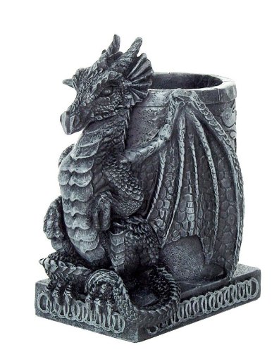 4.5 Inch Medieval Dragon Statue Figurine Desk Top Utility Holder