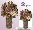TWO 12" Artificial Rose Topiary Flower Arrangement _Brown Beige