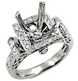 Ladies .90ct Princess Diamond Semi Mount Ring in 14k White Gold
