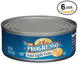 Progresso Solid Light Tuna in Olive Oil, 5-Ounce Tins (Pack of 6) by 