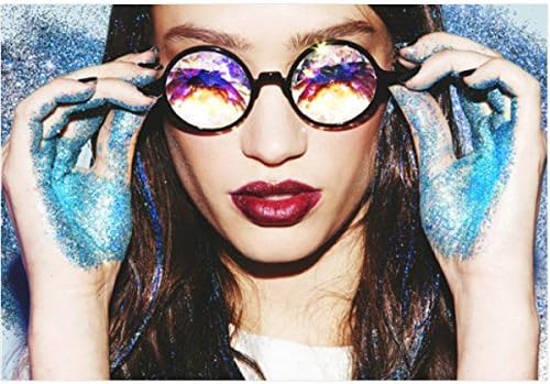 Kaleidoscope Glasses - Rainbow Rave Prism Diffraction - Black