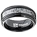 9MM Black Titanium Men's Wedding Band Ring with Wide Gray Carbon Fiber Inlay, Comfort Fit Size 12