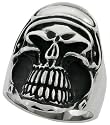 Stainless Steel 1 1/4 in. (32 mm) Skull Ring with Biker Helmet