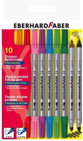 Double Ended Felt Tip Pens Pack 10 Thick and Thin Felt Tips Eberhard Faber by west Designs